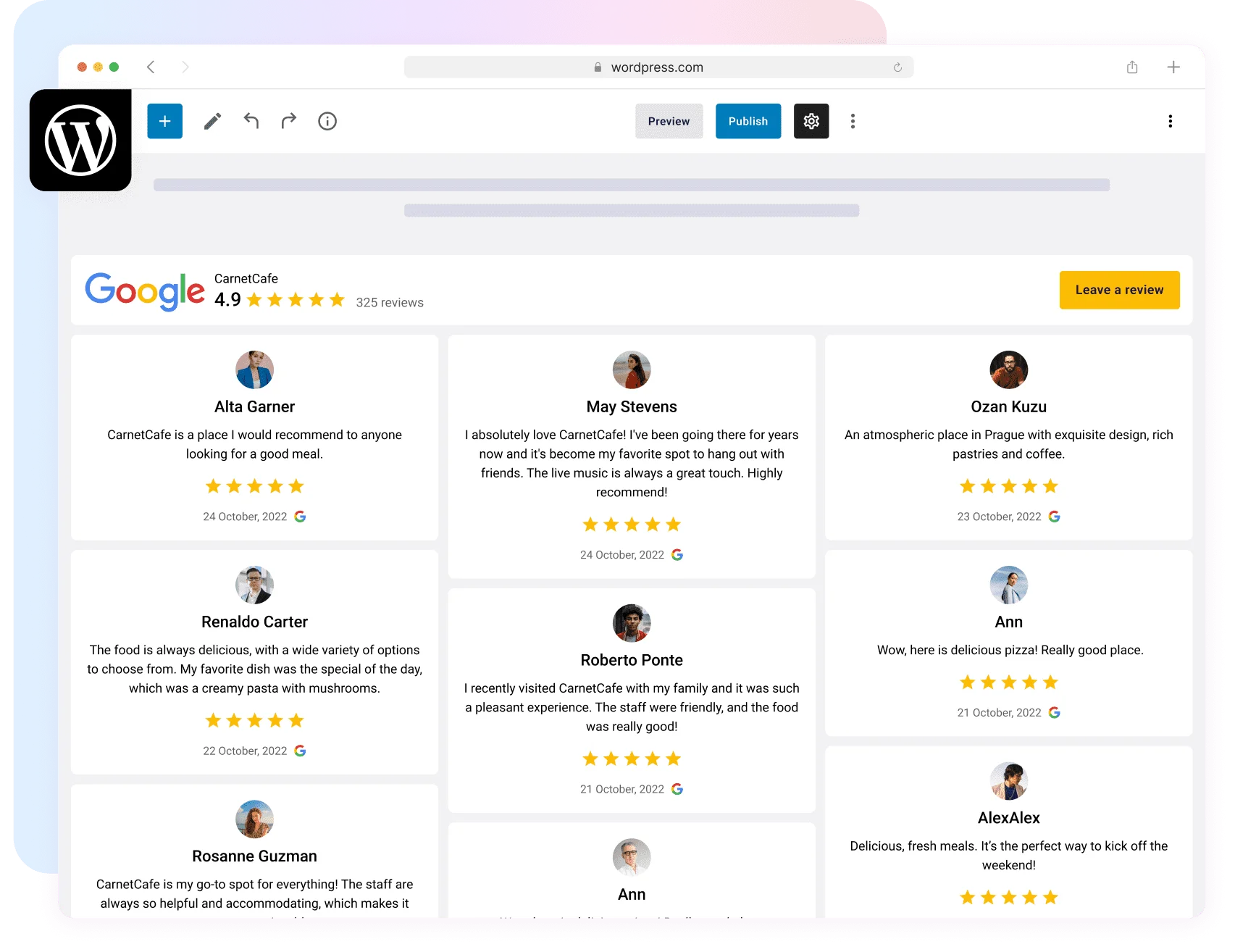 Googlу reviews widget for WordPress